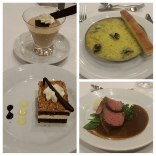 Day 6 dinner - Escargot, sirloin, and double the dessert (Whiskey spiked coffee mousse and Drunken Kahlua cake).